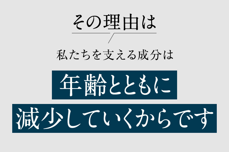 その理由は　ハリ・弾力に必要な成分は　年齢とともに減少していくからです